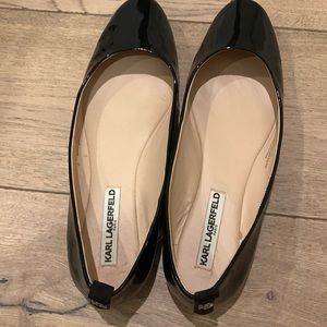 Black patent ballet flats size 10